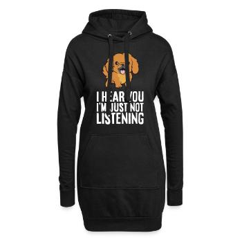 Chien pékinois Je t’entends, je n’entends tout simplement pas - Sweat-shirt à capuche long Femme - noir - Devant