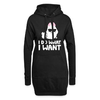 Lapin Je fais ce que je veux Lapin mignon - Sweat-shirt à capuche long Femme - noir - Devant