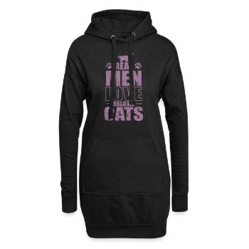 Les vrais hommes aiment les chats ragdoll chat domestique - Sweat-shirt à capuche long Femme - noir - Devant