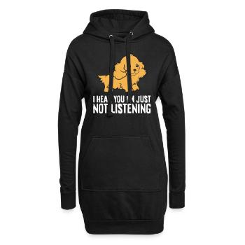 Je t’entends, je n’écoute pas drôle - Sweat-shirt à capuche long Femme - noir - Devant