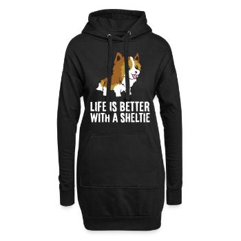 La vie est meilleure avec un chien Sheltie - Sweat-shirt à capuche long Femme - noir - Devant