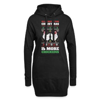 Xmas Chickens Hässlicher Weihnachtspulli Geschenk - Hoodie-Kleid - Schwarz - Vorne