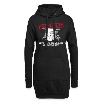 Avertissement - Ne touchez pas à mes tambours! Jupe - Sweat-shirt à capuche long Femme - noir - Devant