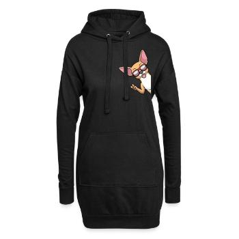 Chiweenie chien avec des lunettes de soleil de côté - Sweat-shirt à capuche long Femme - noir - Devant
