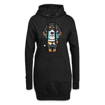 Bernedoodle Hund Lachend Emoticon Kawaii - Hoodie-Kleid - Schwarz - Vorne