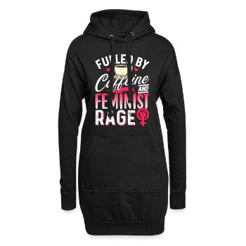 Angeheizt Durch Koffein Und Feministische Wut - Hoodie-Kleid - Schwarz - Vorne