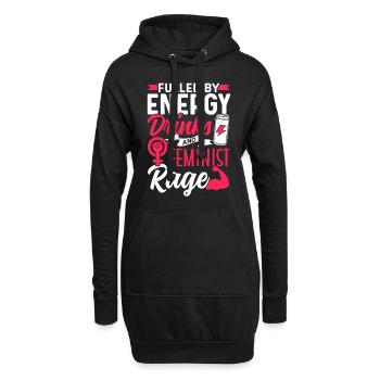 Alimenté par les boissons énergisantes et la colère féministe - Sweat-shirt à capuche long Femme - noir - Devant