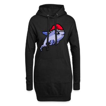 Noël pixélisé dauphin - Drôle - Sweat-shirt à capuche long Femme - noir - Devant