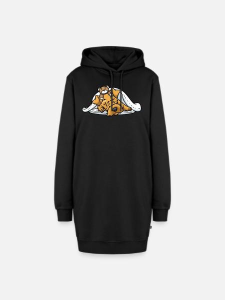 Welsh Terrier Hund Mit Kuscheltier Schlaf - Hoodie-Kleid - Schwarz