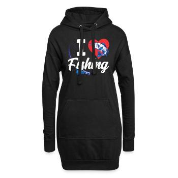 J’adore pêcher les pêcheurs à la ligne - Sweat-shirt à capuche long Femme - noir - Devant
