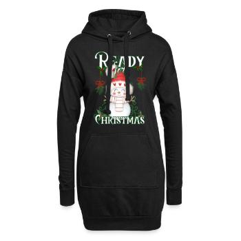 Ready for Christmas - Süßer Schneemann Weihnachten - Hoodie-Kleid - Schwarz - Vorne