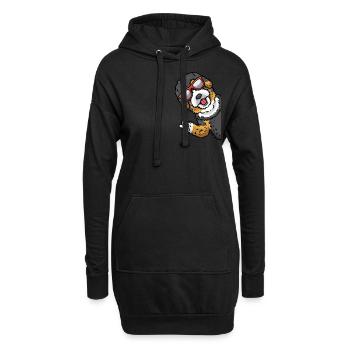 Bernedoodle dog from side with sunglasses - Hoodie Dress - black - Front