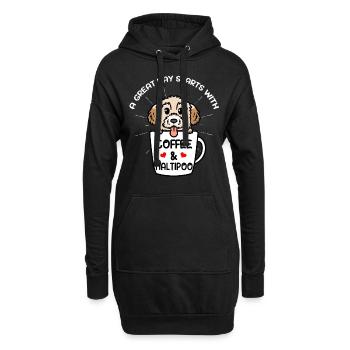 Ein Toller Tag Beginnt Mit Kaffee & Maltipoo Hund - Hoodie-Kleid - Schwarz - Vorne