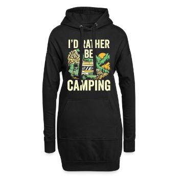 Ich Würde Lieber Campen Camper Camping Camp - Hoodie-Kleid - Schwarz - Vorne