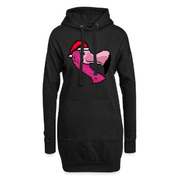 Flamingo Pixelated Christmas - Drôle - Sweat-shirt à capuche long Femme - noir - Devant