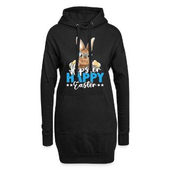 Hipster Happy Easter - Hoodie-Kleid - Schwarz - Vorne