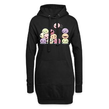Kawaii Mochi Dessert Liebhaber Reiskuchen Anime - Hoodie-Kleid - Schwarz - Vorne