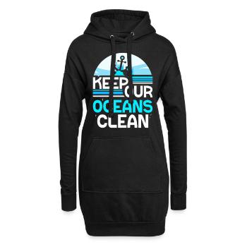 Haltet Unsere Ozeane Sauber Ocean Protection See - Hoodie-Kleid - Schwarz - Vorne