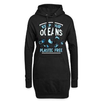 Gardez nos océans sans plastique mer mer - Sweat-shirt à capuche long Femme - noir - Devant