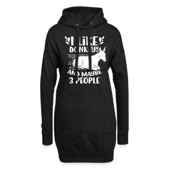 Ich Mag Esel Und Vielleicht 3 Menschen Bauernhof - Hoodie-Kleid - Schwarz - Vorne