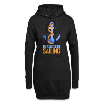 I would rather sail sailboat captain - Hoodie Dress - black - Front