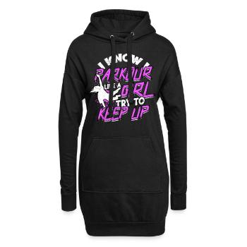 Parkour Girl Freerunning Runner Back Flip Jumping - Sweat-shirt à capuche long Femme - noir - Devant
