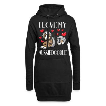 Chien Aussiedoodle avec peluche - Sweat-shirt à capuche long Femme - noir - Devant
