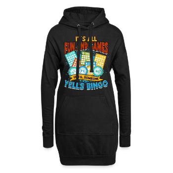Bingo Jeu Joueur de bingo Grand-mère Loterie de jeu - Sweat-shirt à capuche long Femme - noir - Devant