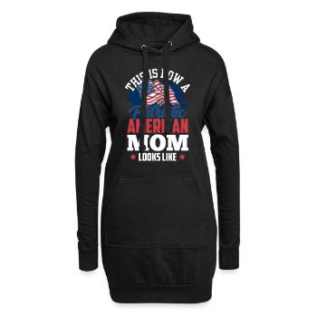 Voici à quoi ressemble une mère américaine patriotique aux États-Unis - Sweat-shirt à capuche long Femme - noir - Devant