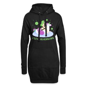 J’adore les amateurs de plage de vacances à la plage - Sweat-shirt à capuche long Femme - noir - Devant