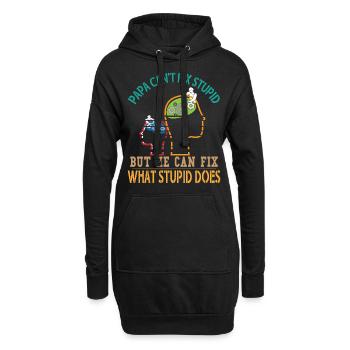 Papa ne peut pas fixer stupide mais il peut fixer - Sweat-shirt à capuche long Femme - noir - Devant