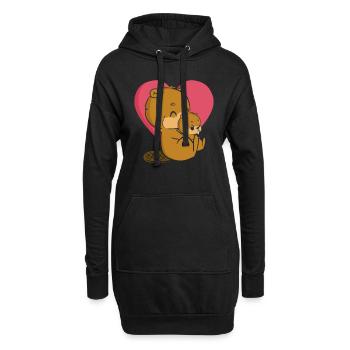 Biber Biberbaby umarmt - Lustiger Biber - Hoodie-Kleid - Schwarz - Vorne