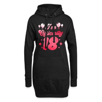J’ai officiellement 18 dix-huit ans fête mon anniversaire - Sweat-shirt à capuche long Femme - noir - Devant
