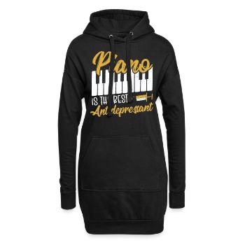 Piano Is The Best Antidepressant Keyboard Pianist - Hoodie-Kleid - Schwarz - Vorne