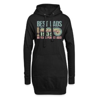 Die Besten Väter Sind 1935 Geboren, 88 Jahre Alt, - Hoodie-Kleid - Schwarz - Vorne