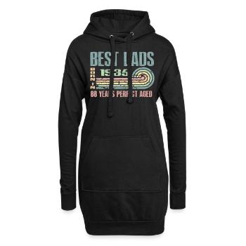 Die Besten Väter Sind 1935 Geboren, 88 Jahre Alt, - Hoodie-Kleid - Schwarz - Vorne