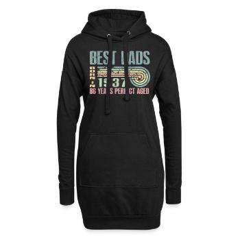 Die Besten Väter Sind 1937 Geboren, 86 Jahre Alt, - Hoodie-Kleid - Schwarz - Vorne