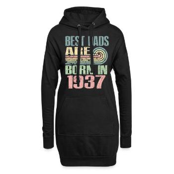 Die Besten Väter Sind 1937 Geboren, 86 Jahre Alt, - Hoodie-Kleid - Schwarz - Vorne