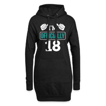 Je suis officiellement 18 ans dix-huit fête - Sweat-shirt à capuche long Femme - noir - Devant