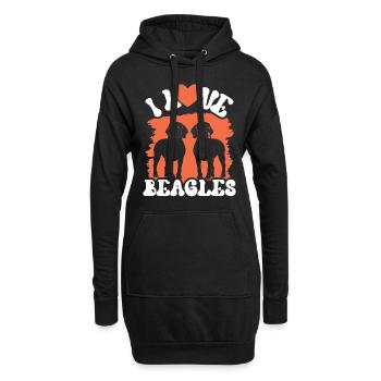 J’adore Beagles lover Beagle chiot chien Beagle - Sweat-shirt à capuche long Femme - noir - Devant
