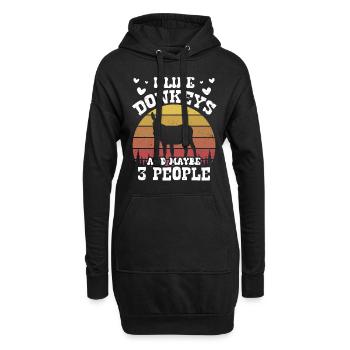 Ich Mag Esel Und Vielleicht 3 Menschen Bauernhof - Hoodie-Kleid - Schwarz - Vorne