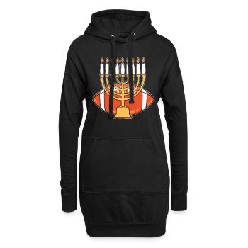 Hanoukka Football américain Menorah juive Bougies - Sweat-shirt à capuche long Femme - noir - Devant