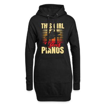 Dieses Mädchen Liebt Klaviere Klavier Spieler - Hoodie-Kleid - Schwarz - Vorne