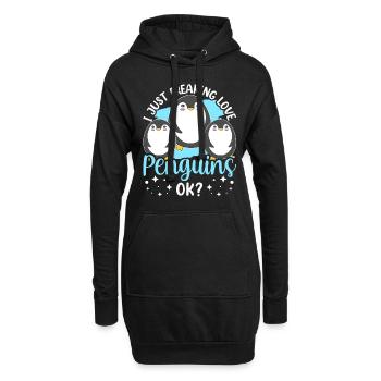 Ich Liebe Pinguine Einfach Ok Tier Pinguin Süß - Hoodie-Kleid - Schwarz - Vorne