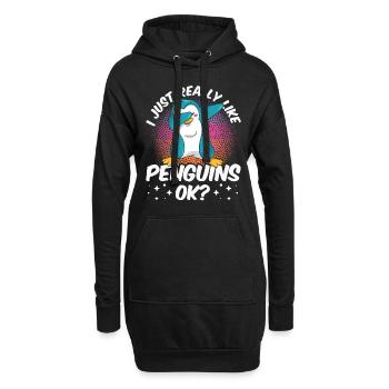 Ich Mag Pinguine Einfach Sehr Tier Pinguin Süß - Hoodie-Kleid - Schwarz - Vorne