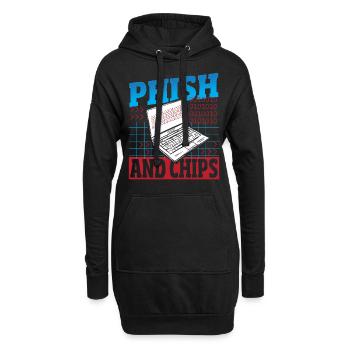 Phish and Chips Hacker Hacking Internet Network - Sweat-shirt à capuche long Femme - noir - Devant