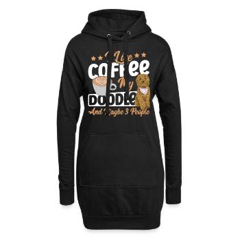 J’aime le café mon doodle et peut-être 3 personnes dorées - Sweat-shirt à capuche long Femme - noir - Devant