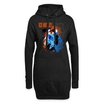 Eishockey Spieler Eishockeyspieler Neon Bunt - Hoodie-Kleid - Schwarz - Vorne