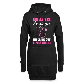 Une infirmière en dialyse filtre la dialyse grossière de la vie - Sweat-shirt à capuche long Femme - noir - Devant