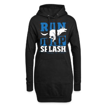 Run Jump Splash Dock Diving Dog Jumping - Hoodie-Kleid - Schwarz - Vorne